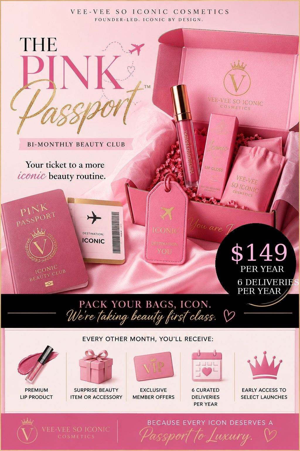 Pink passport beauty club (6 lipkits)