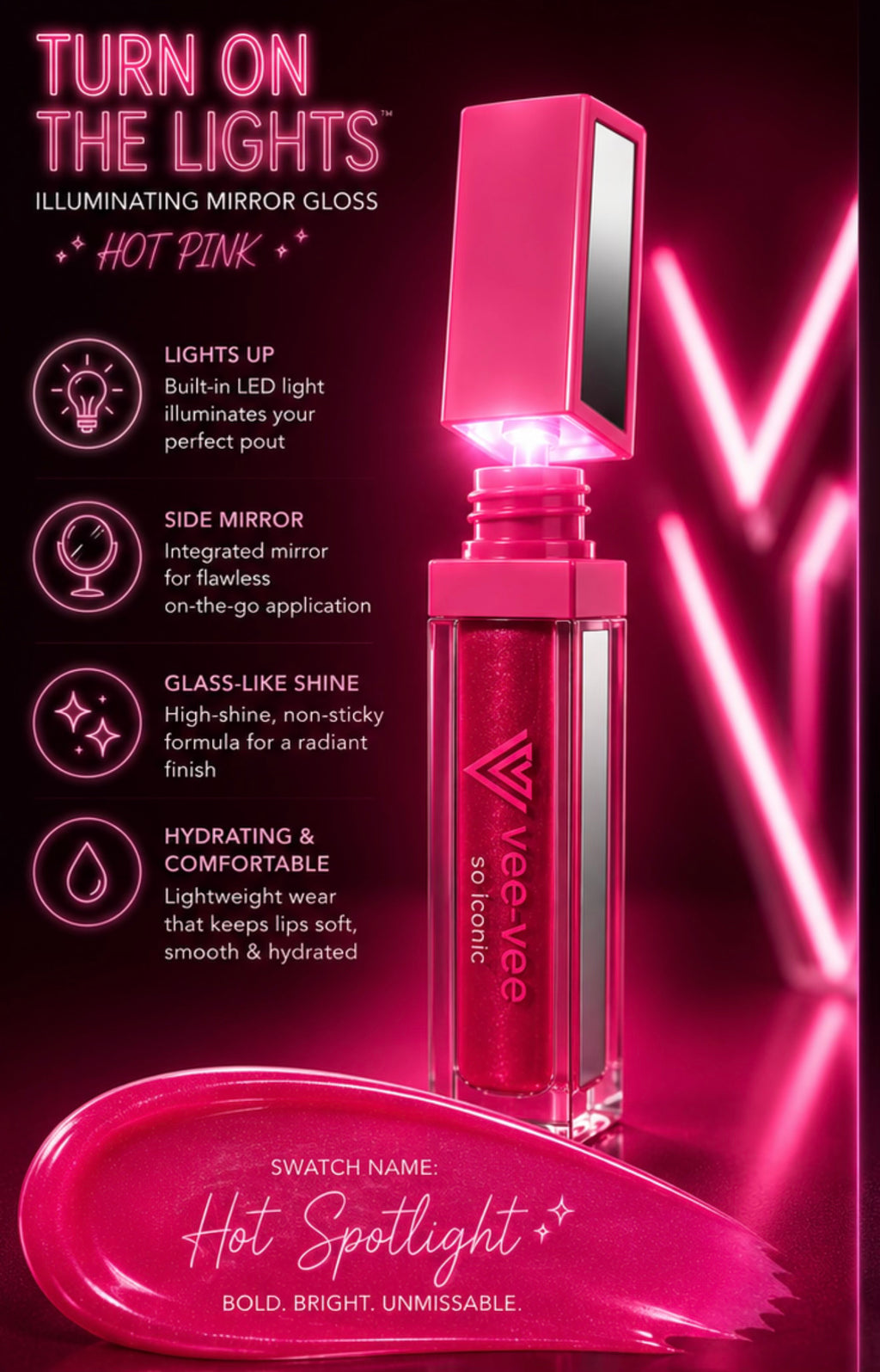 Turn On the Lights Hot Pink Lip-Gloss